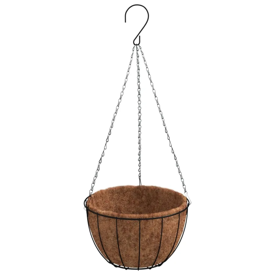 Jardinières suspendues 4 pcs avec doublure coco Noir Ø 30x52 cm - 3