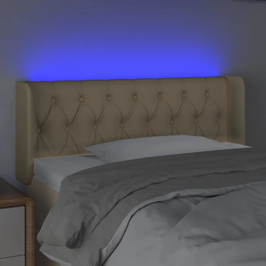Tête de lit à LED Crème 93x16x78/88 cm Tissu - 4