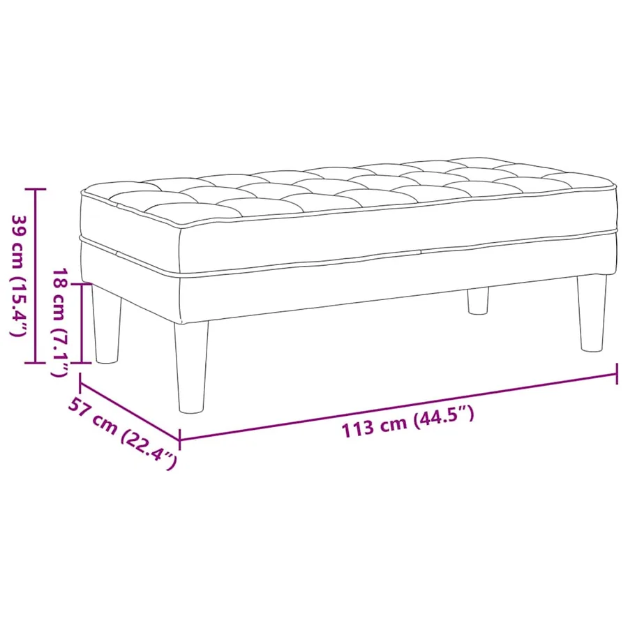 banc avec coussin Bleu 113 x 57 x 39 cm Velours - 9