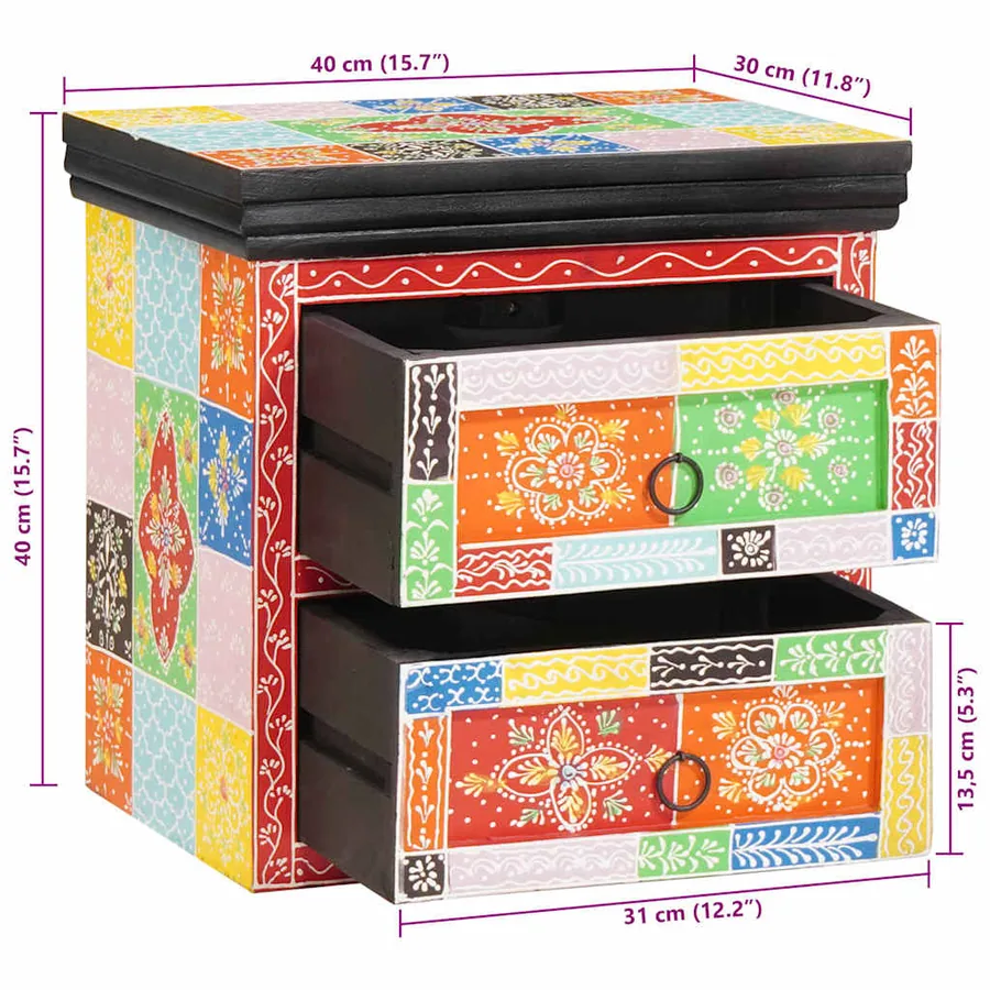 Cabinet de chevet avec tiroir Multicolore 40 x 30 x 40 cm - 11