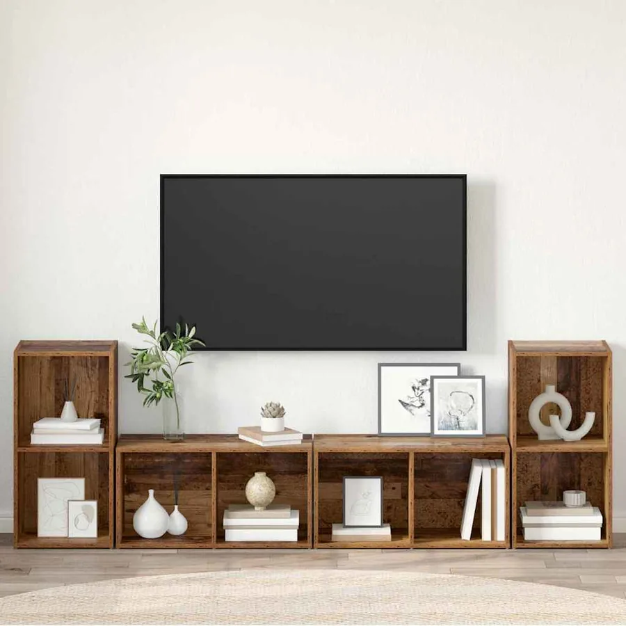 Ensemble meuble TV 4 pcs Bois Ancien 37 x 37 x 72 cm - 4
