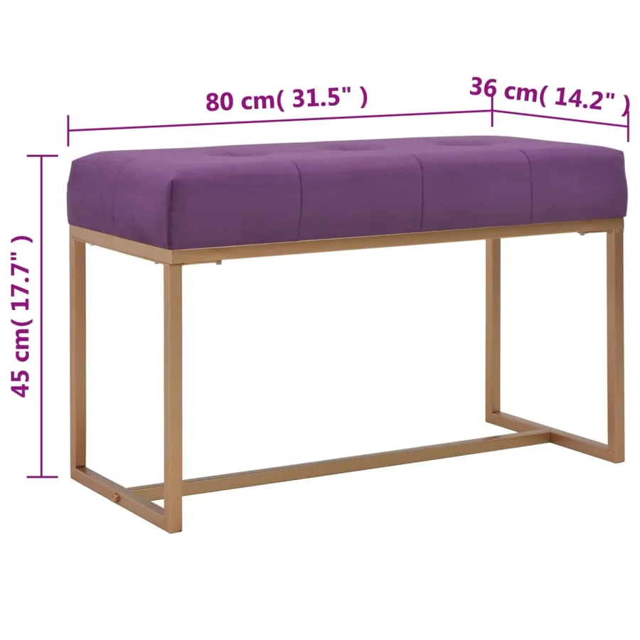 Banc 80 cm Violet Velours - 5