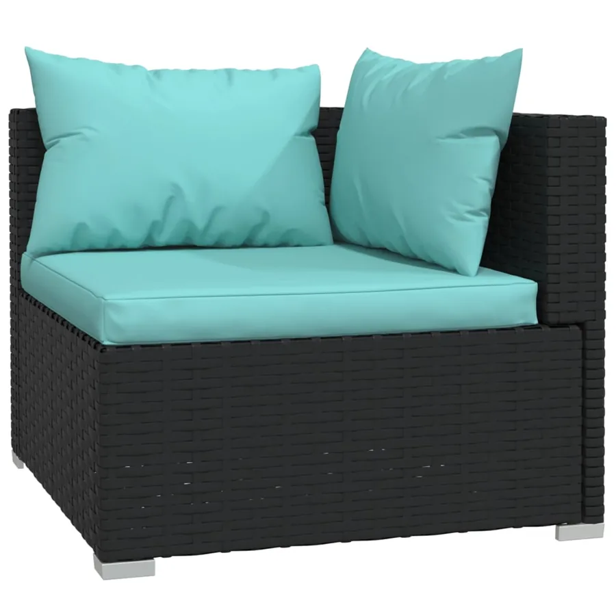Salon de jardin 9 pcs avec coussins Résine tressée Noir - 3