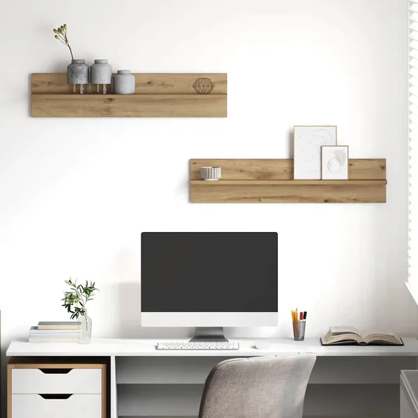 Étagère Murale Montage mural 2 pcs Chêne artisanal