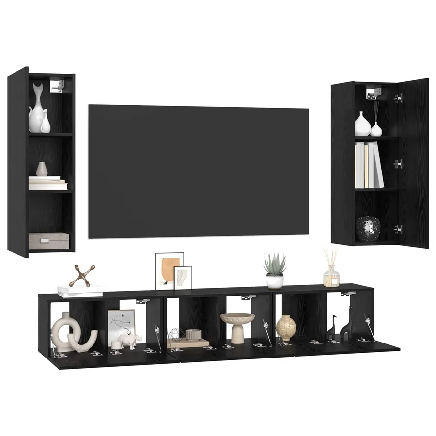 Ensemble meuble TV 5 pcs Chêne noir Bois d'ingénierie - 3