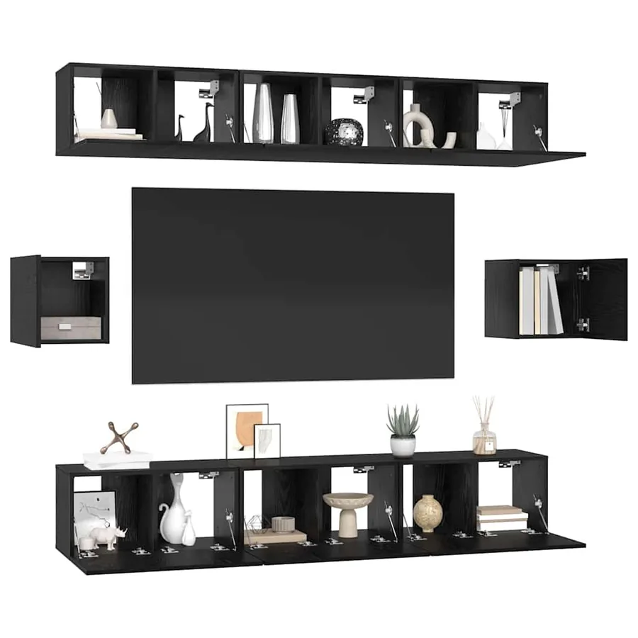 Ensemble meuble TV 8 pcs Chêne noir Bois d'ingénierie - 3