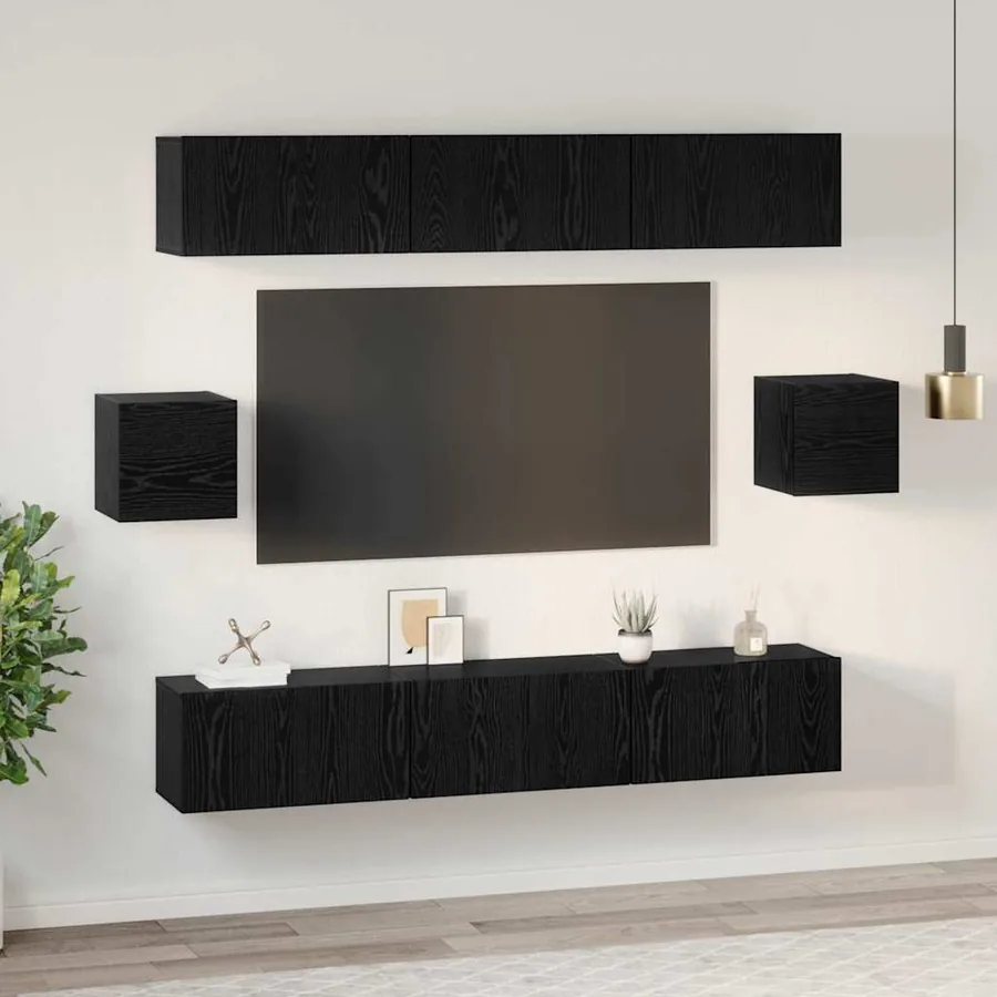 Ensemble meuble TV 8 pcs Chêne noir Bois d'ingénierie - 4