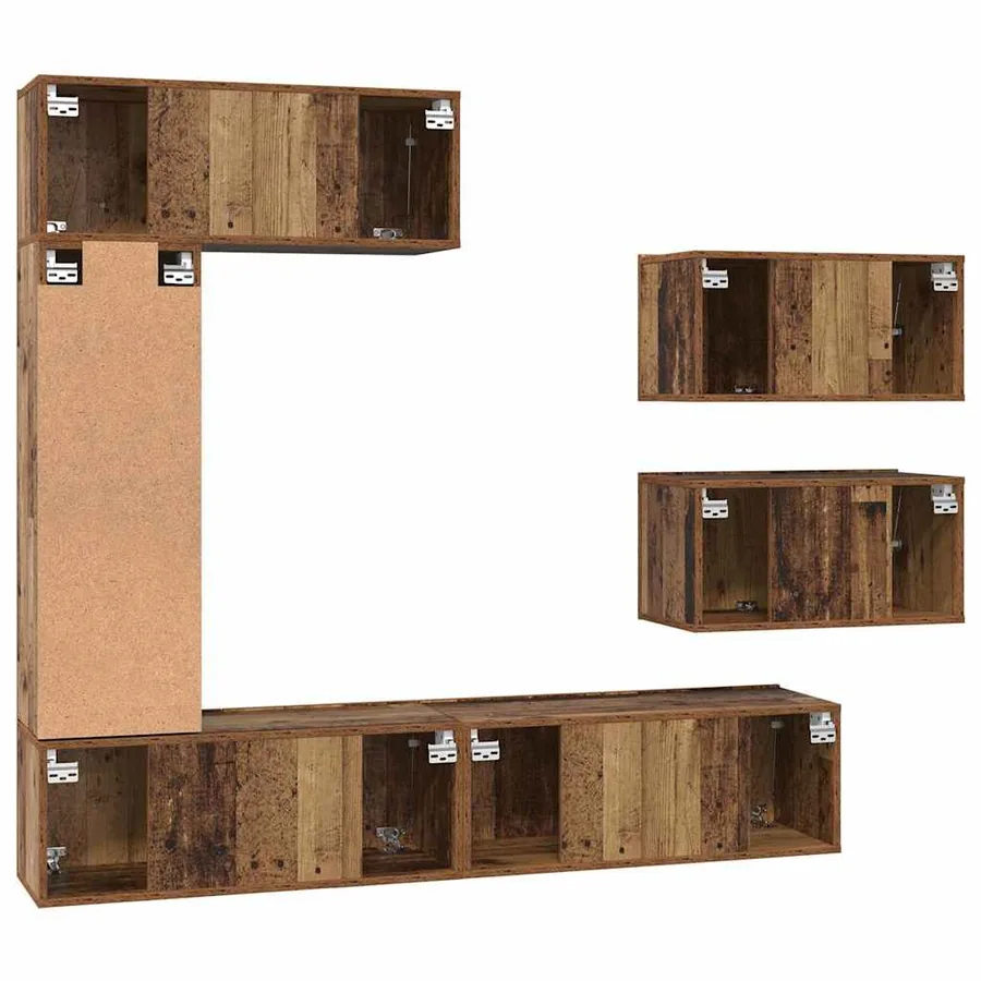 Ensemble meuble TV 6 pcs Bois Ancien Bois d'ingénierie - 8