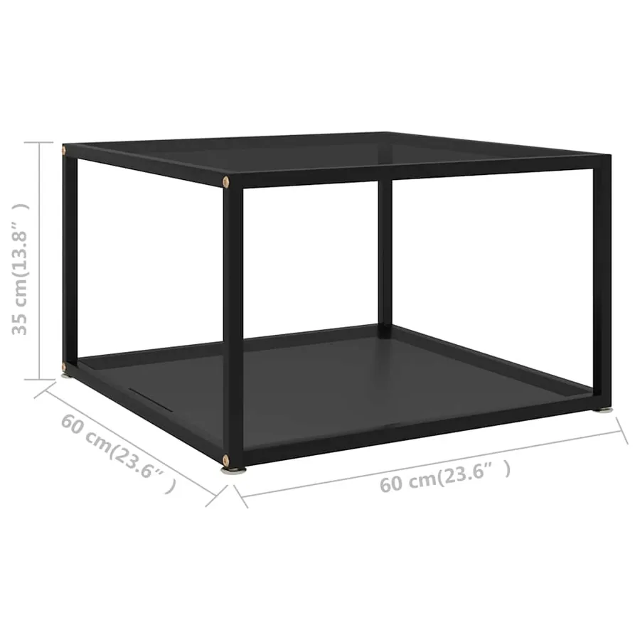 Table basse Noir 60x60x35 cm Verre trempé - 5