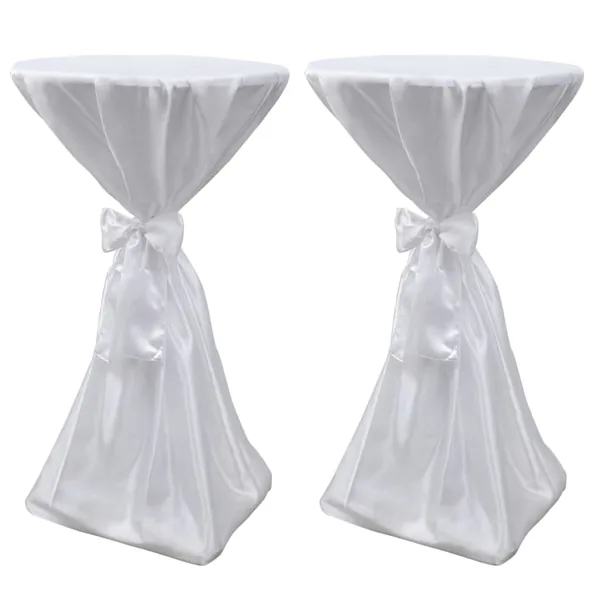 Housse de table blanche avec ruban 70 cm 2 pièces