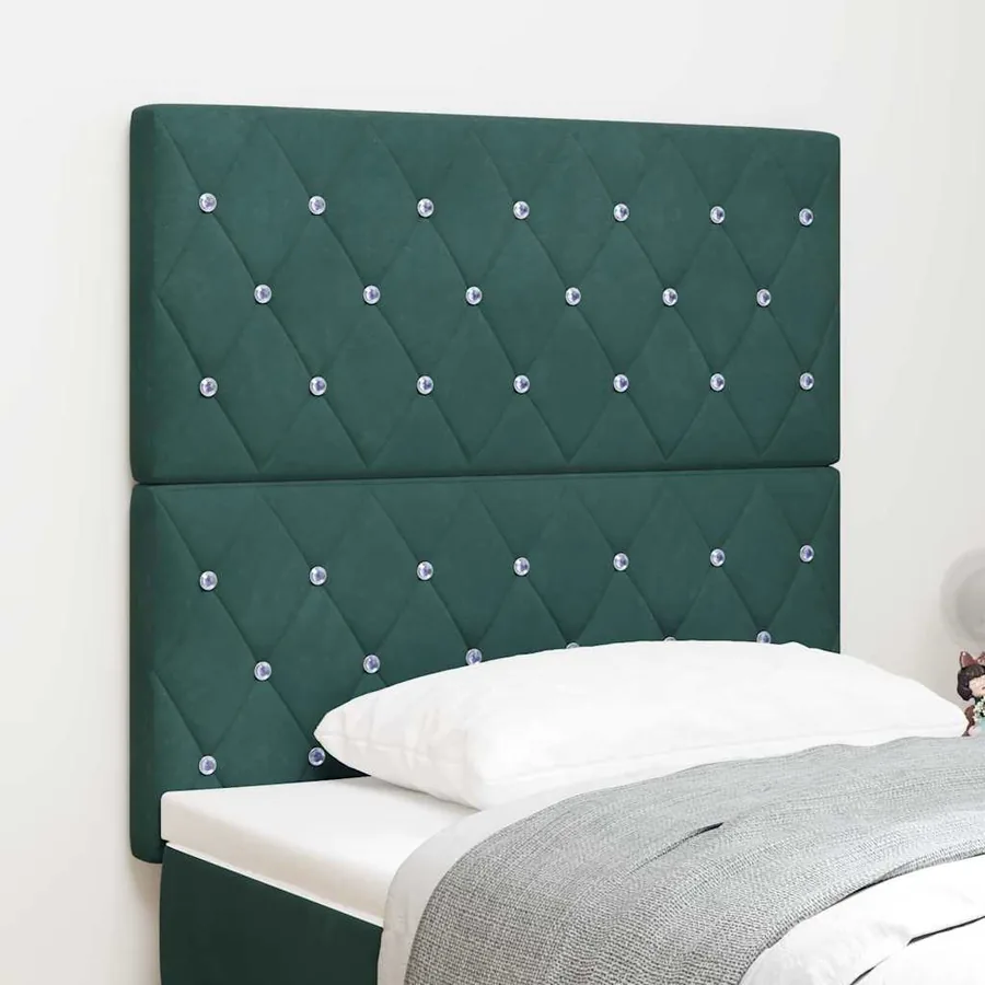Tête de lit LED avec bandes LED Vert foncé 100 cm Velours
