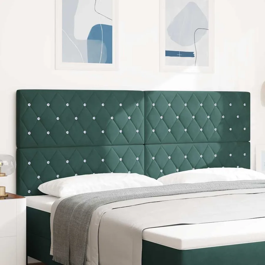 Tête de lit LED avec bandes LED Vert foncé 200 cm Velours