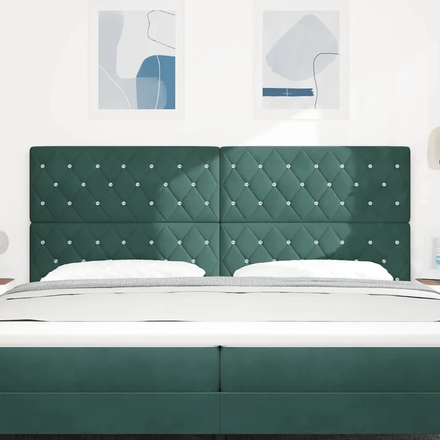 Tête de lit LED avec bandes LED Vert foncé 200 cm Velours - 3