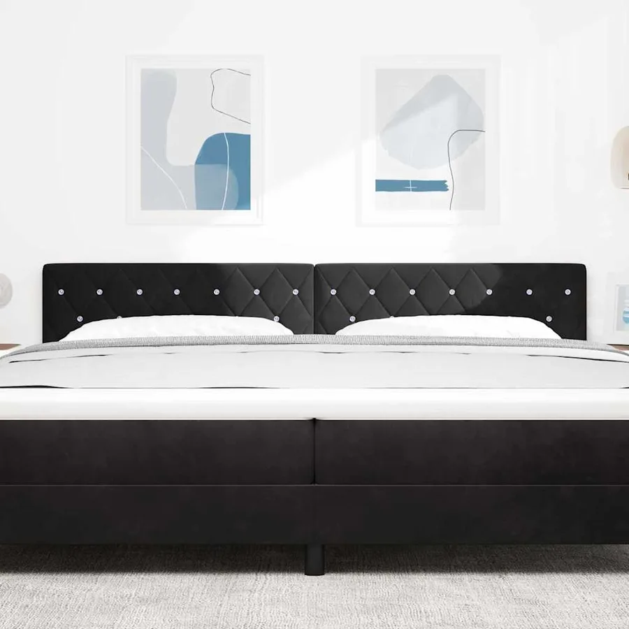 Tête de lit LED avec bandes LED Noir 200 cm Velours - 3