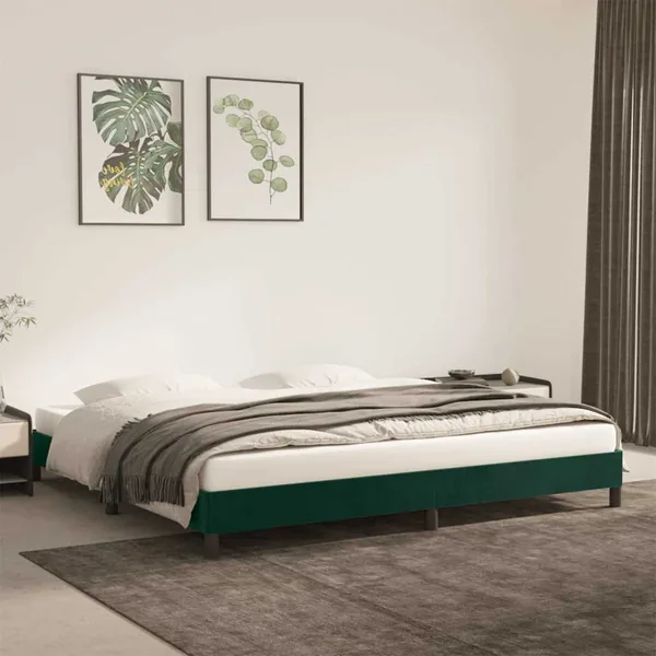 Cadre de lit sans matelas vert foncé 200x200 cm velours