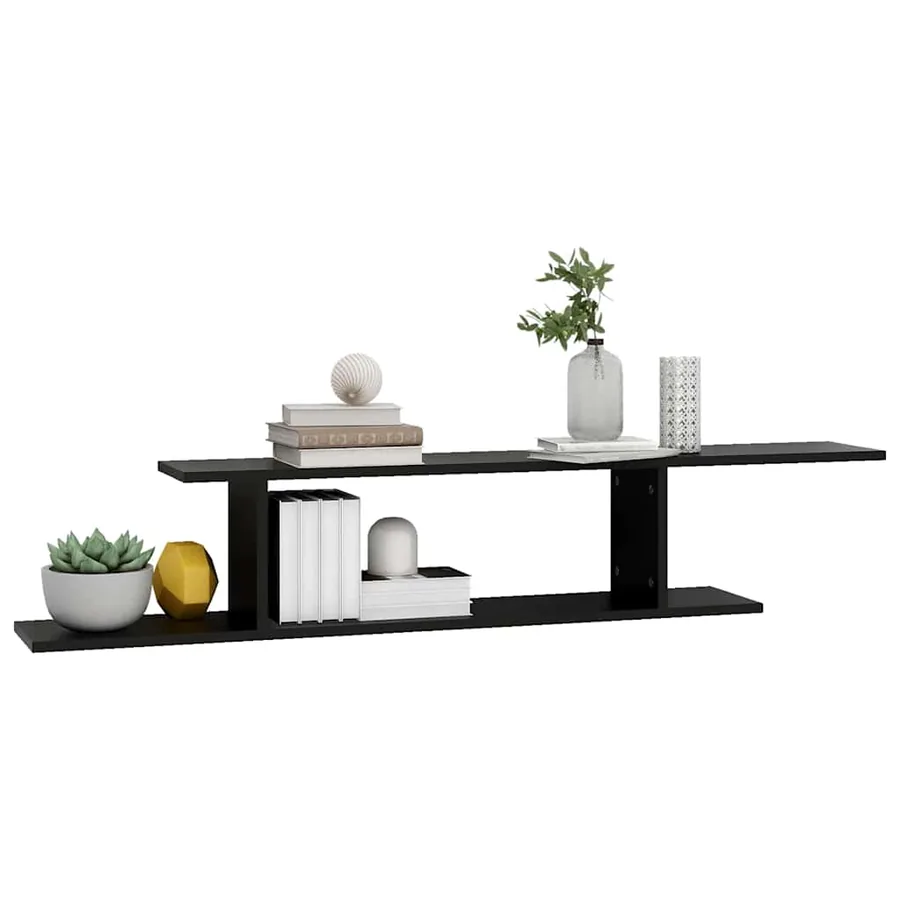Étagère TV murale Noir 125x18x23 cm Bois d’ingénierie - 4