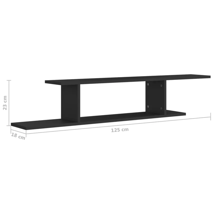 Étagère TV murale Noir 125x18x23 cm Bois d’ingénierie - 7