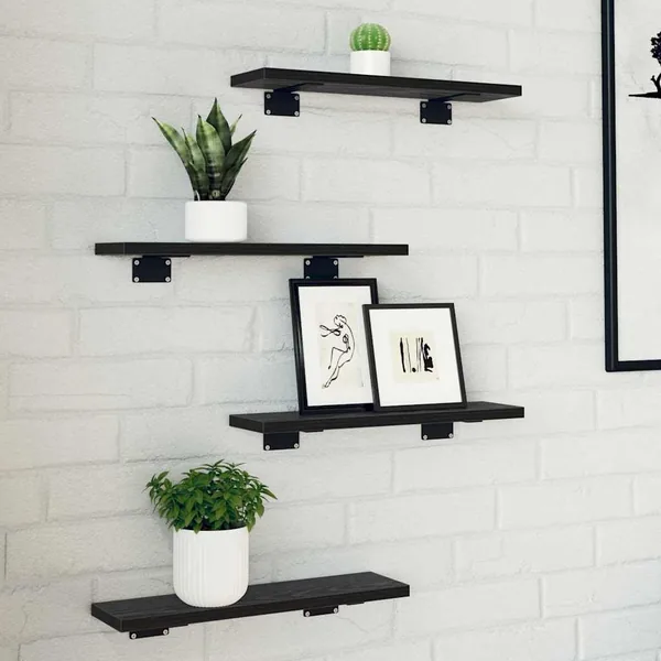Étagère à livres 4 pcs Noir 40 x 10 x 1,5 cm Bois d'ingénierie
