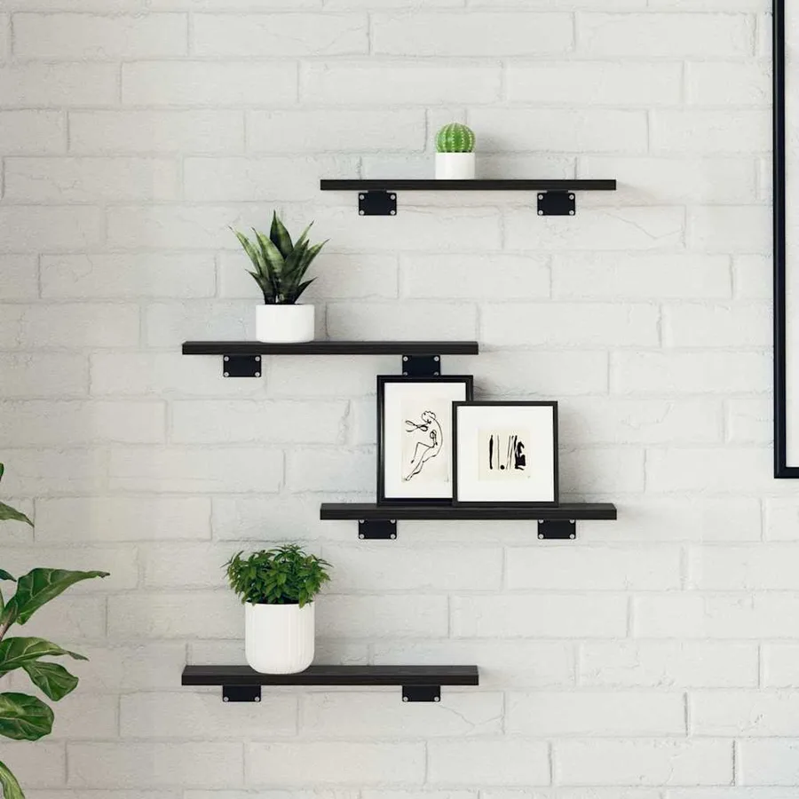 Étagère à livres 4 pcs Noir 40 x 10 x 1,5 cm Bois d'ingénierie - 3