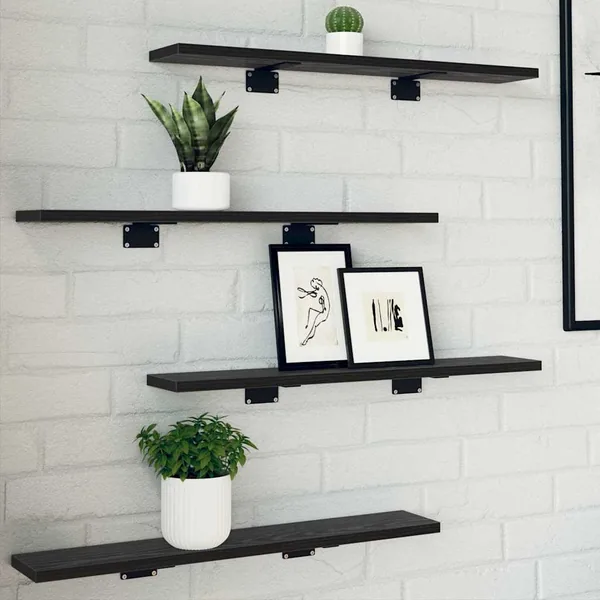 Étagère à livres 4 pcs Noir 60 x 10 x 1,5 cm Bois d'ingénierie