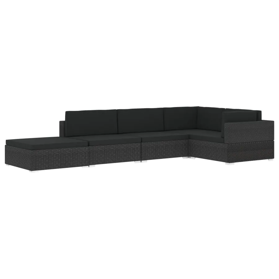 Repose-pied sectionnel 1 pc avec coussin Résine tressée Noir - 13