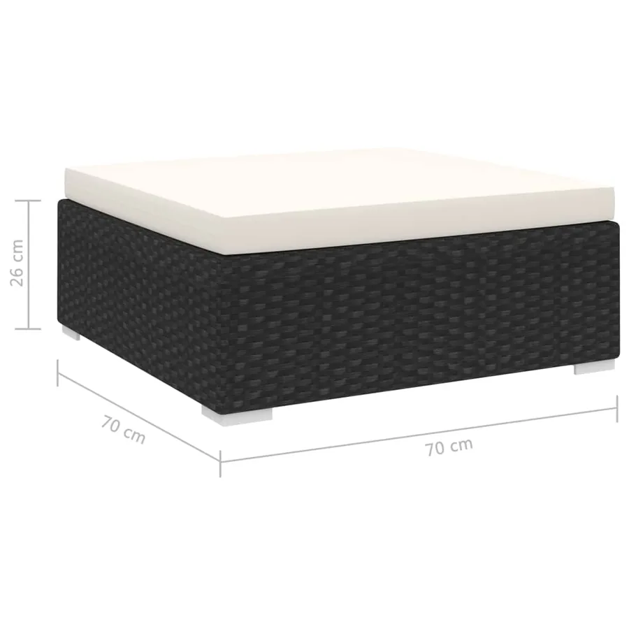 Repose-pied sectionnel 1 pc avec coussin Résine tressée Noir - 4