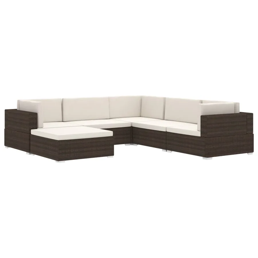 Repose-pied sectionnel 1 pc avec coussin Résine tressée Noir - 6