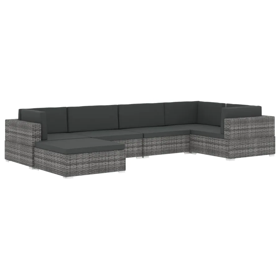 Repose-pied sectionnel 1 pc avec coussin Résine tressée Noir - 8