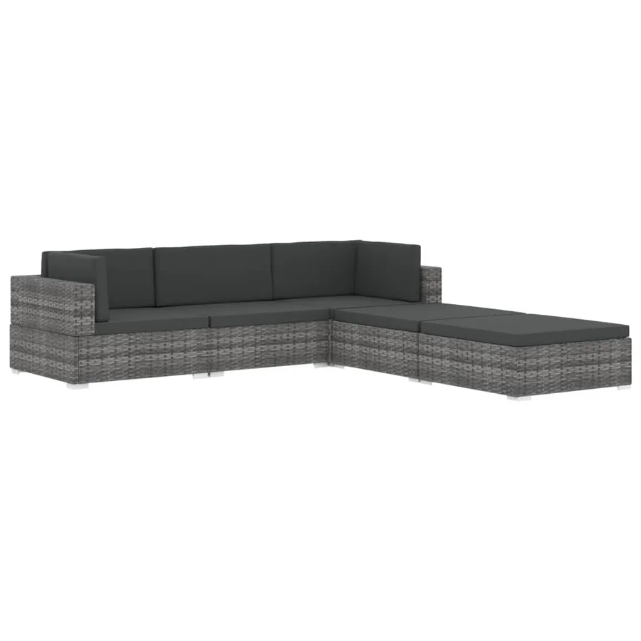Repose-pied sectionnel 1 pc avec coussin Résine tressée Noir - 9