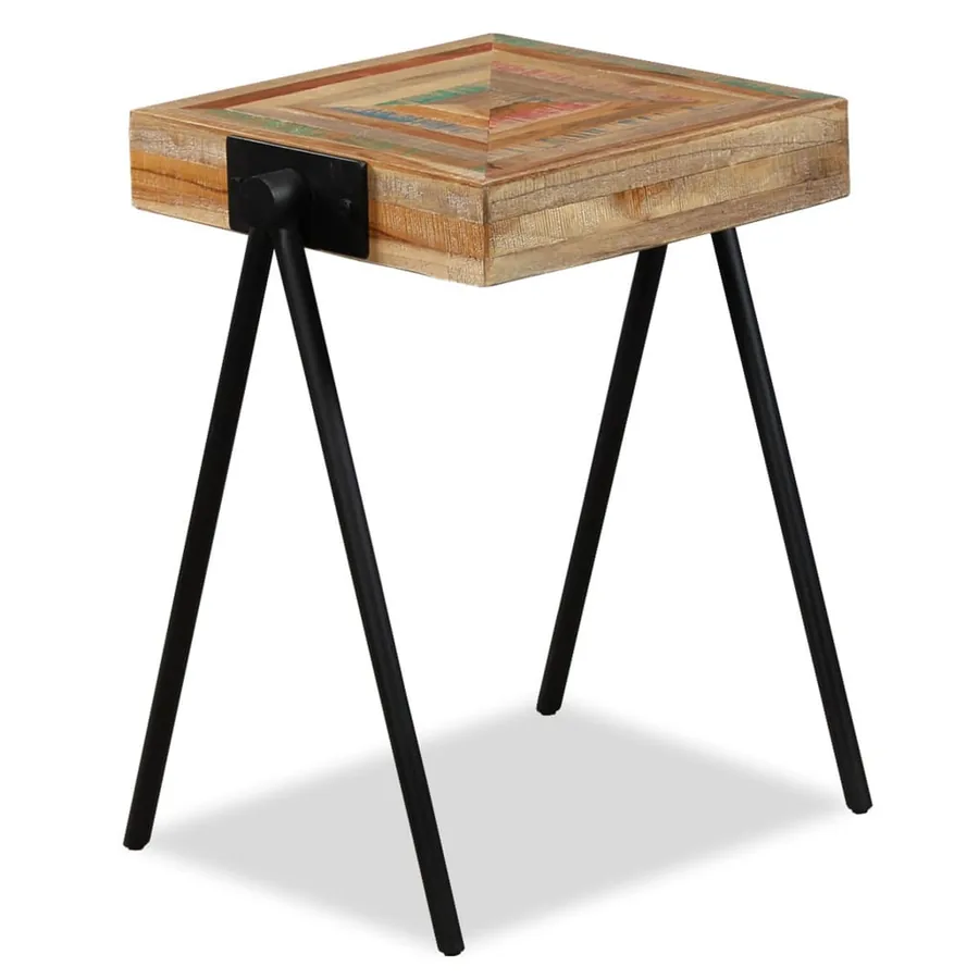 Table d'appoint Teck massif de récupération - 11