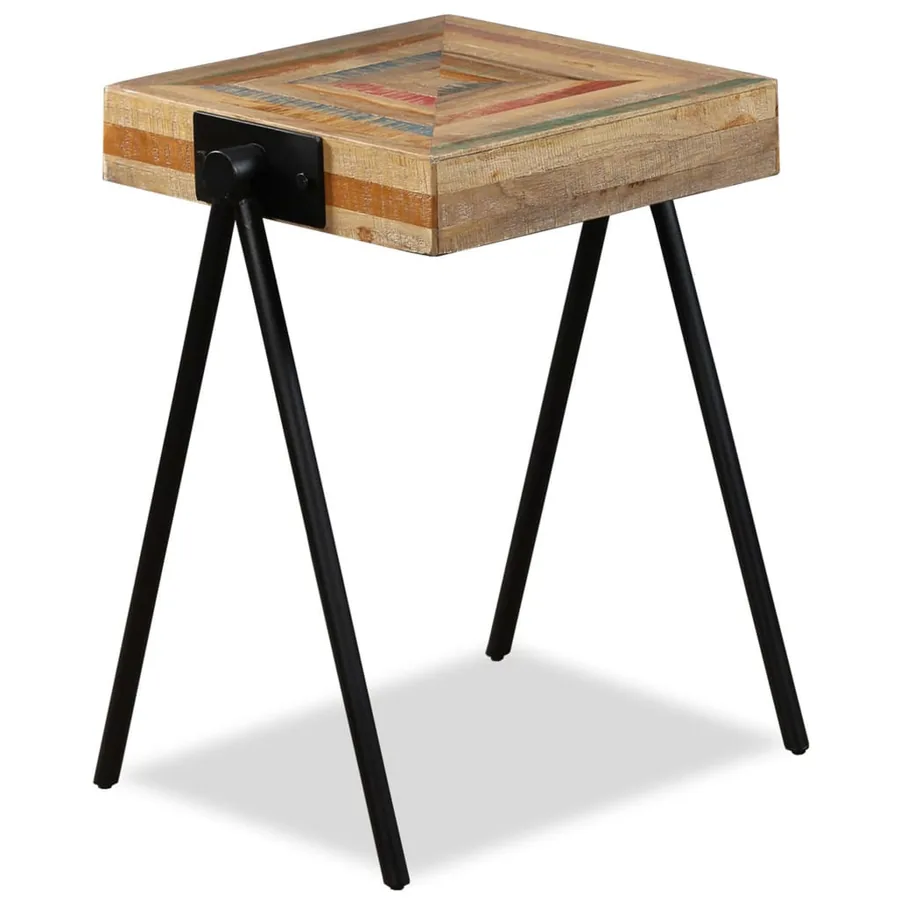Table d'appoint Teck massif de récupération - 12