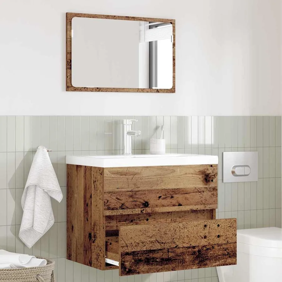 Ensemble de mobilier de salle de bain 2 pcs Bois Ancien