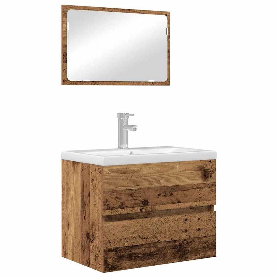 Ensemble de mobilier de salle de bain 2 pcs Bois Ancien - 3