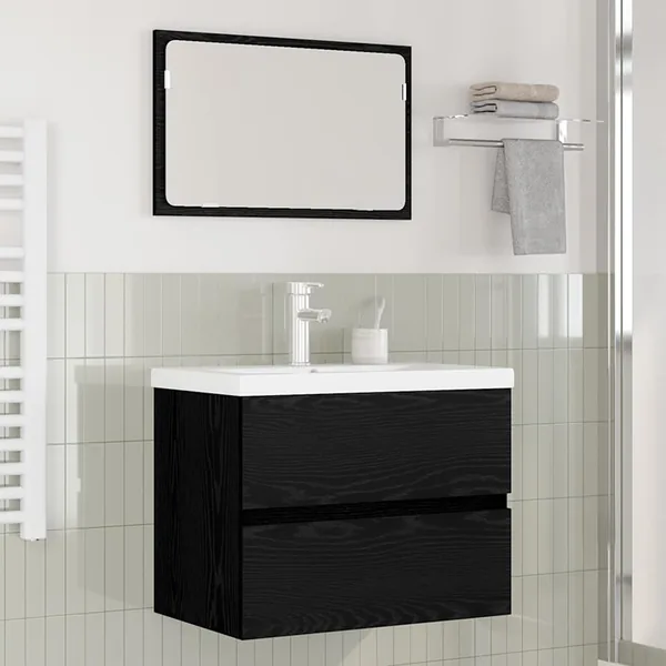 Ensemble de mobilier de salle de bain 3 pcs Chêne noir