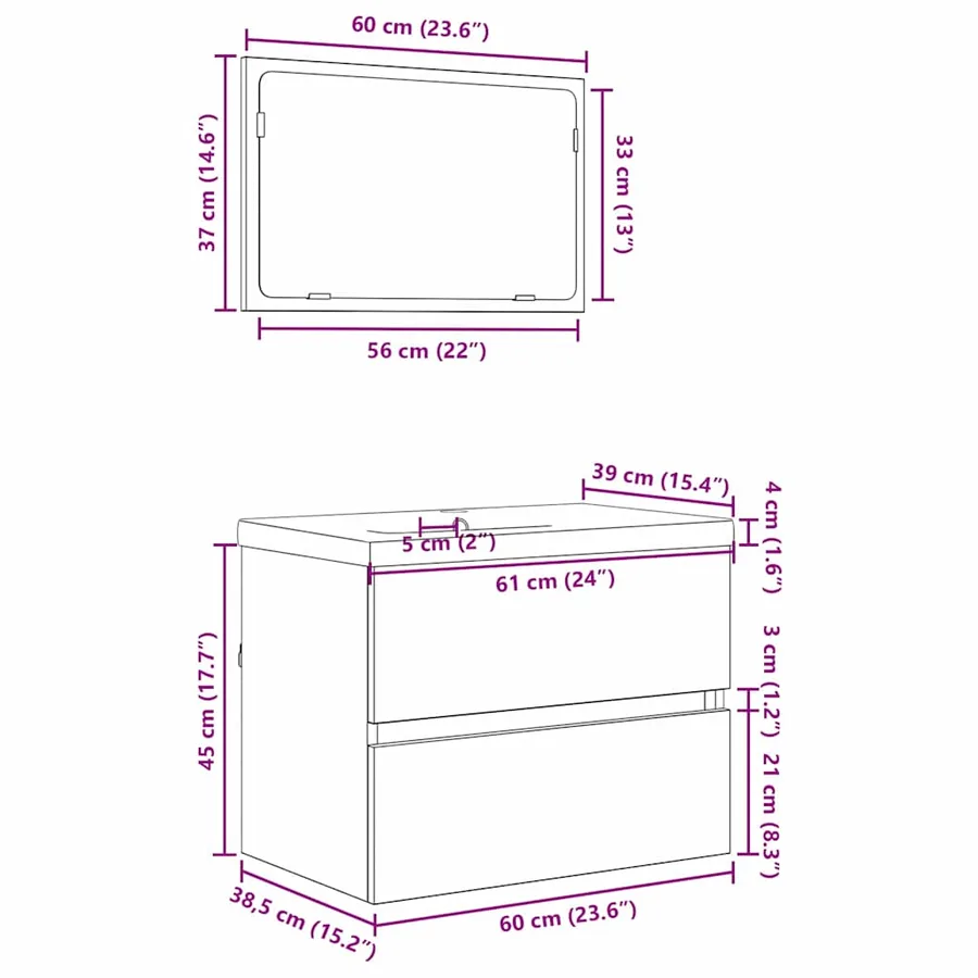 Ensemble de mobilier de salle de bain 3 pcs Chêne noir - 12