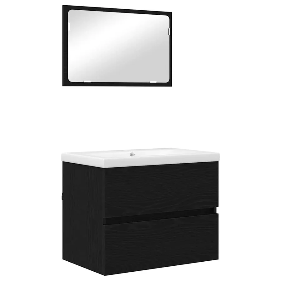 Ensemble de mobilier de salle de bain 3 pcs Chêne noir - 2