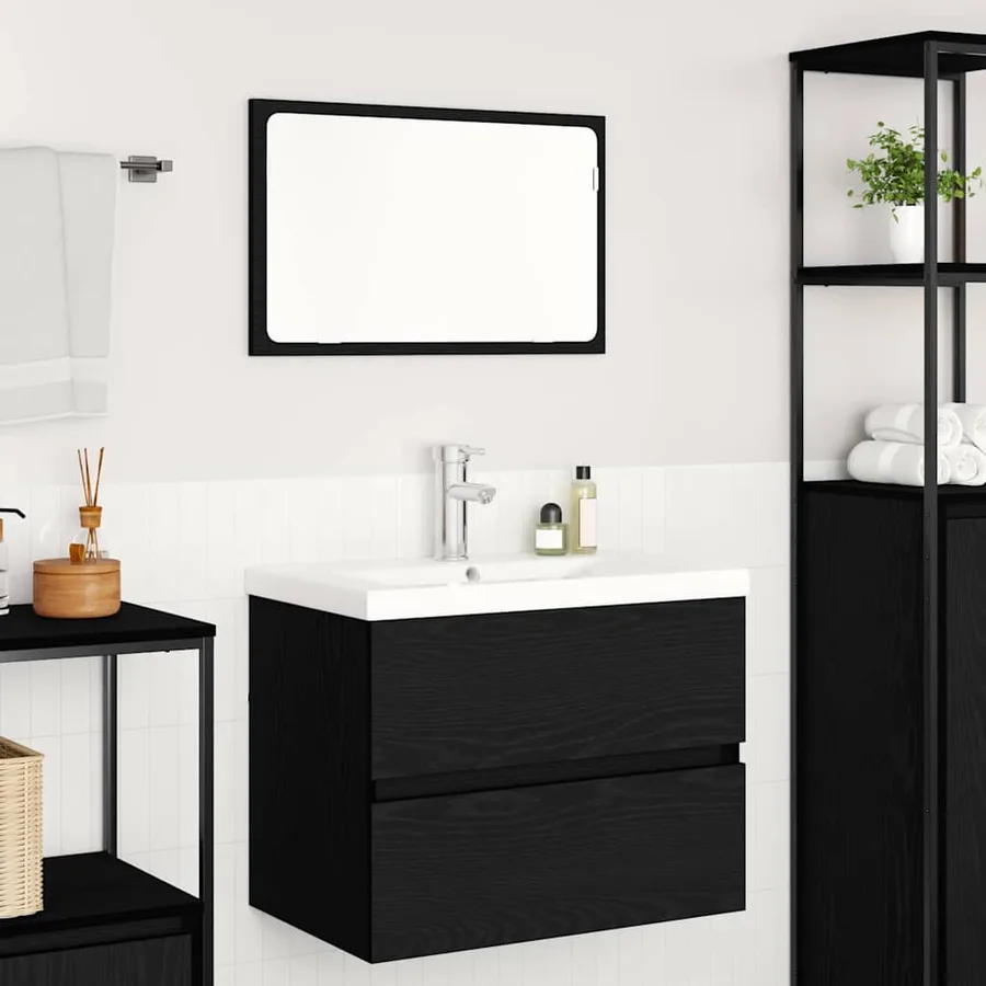 Ensemble de mobilier de salle de bain 3 pcs Chêne noir - 4