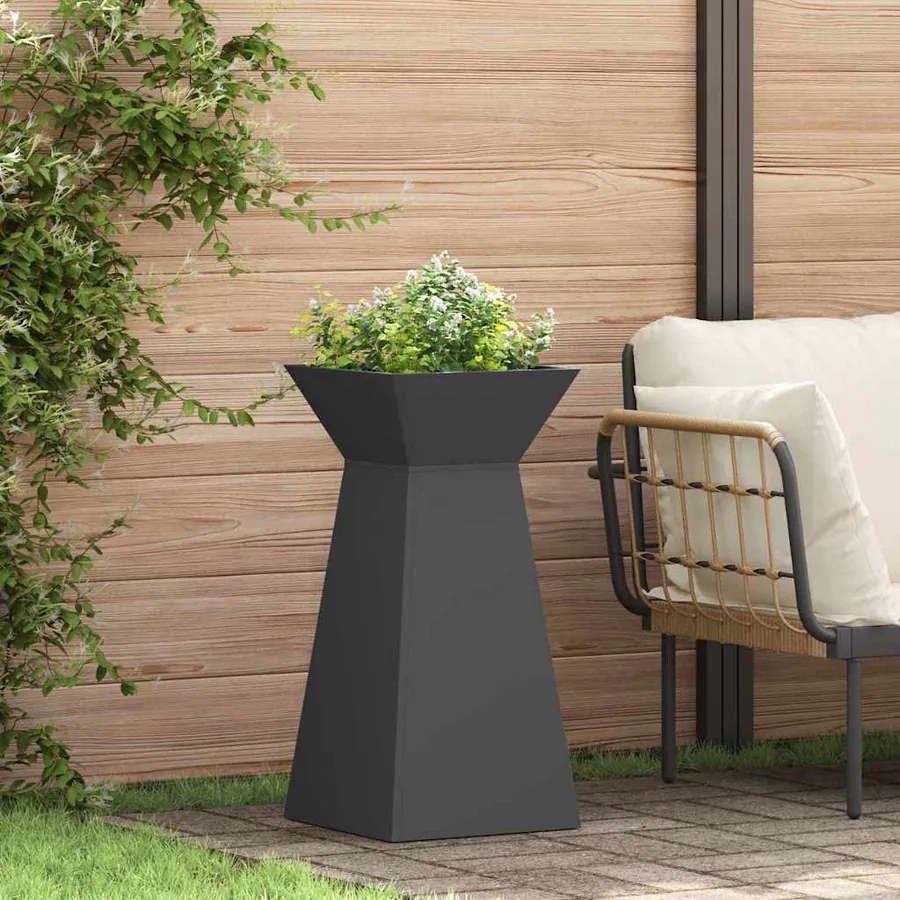 Jardinière à pilier 2 pc Noir 35 x 35 x 73 cm