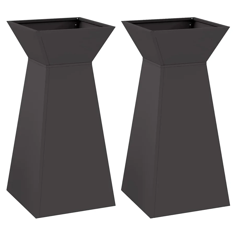 Jardinière à pilier 2 pc Noir 35 x 35 x 73 cm - 2