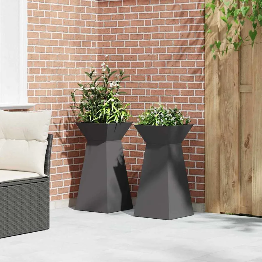 Jardinière à pilier 2 pc Noir 35 x 35 x 73 cm - 4