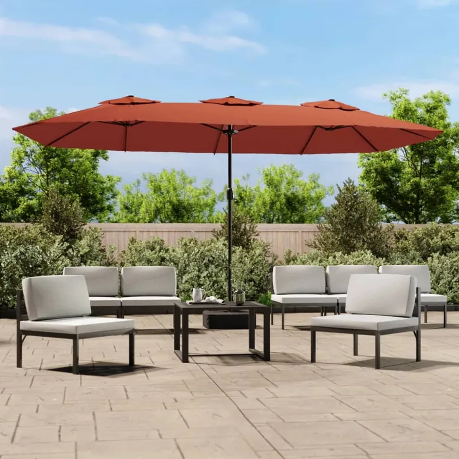 Parasol de jardin à double tête terre cuite 449x265 cm