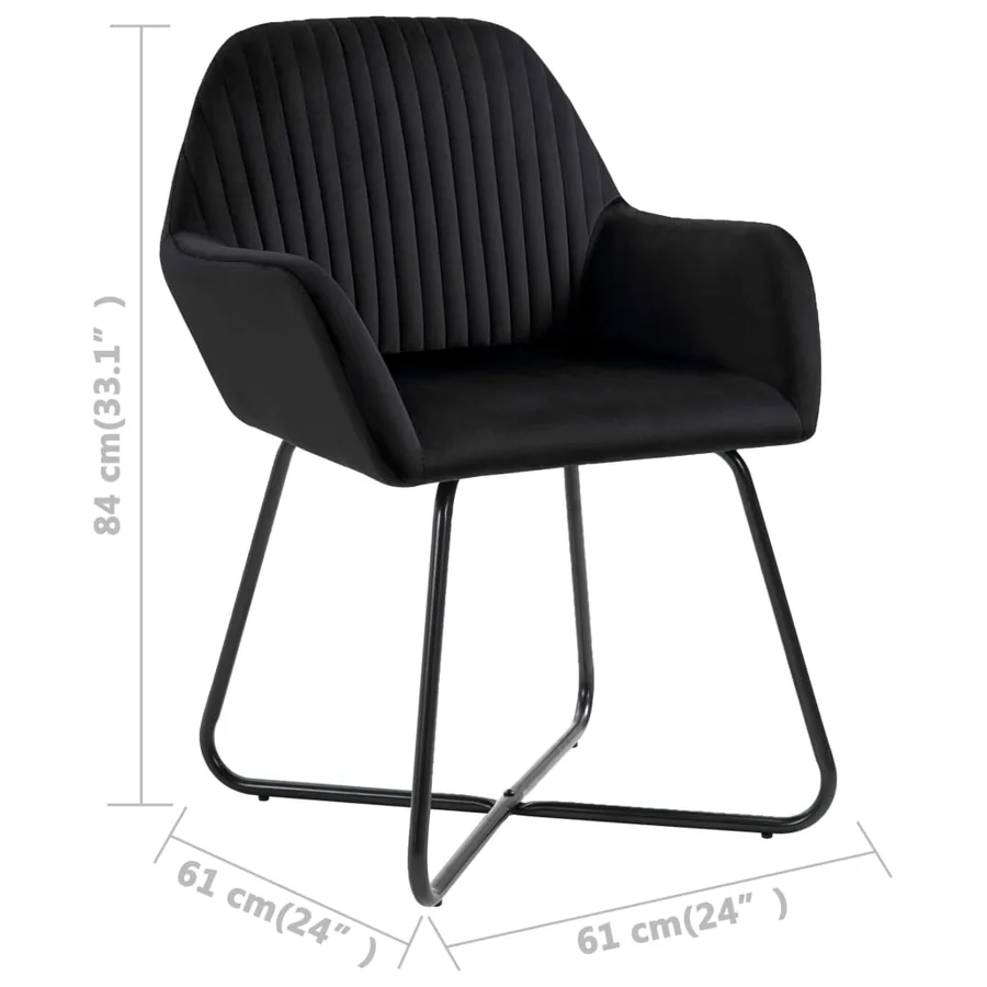 Chaises à manger lot de 6 noir velours - 8