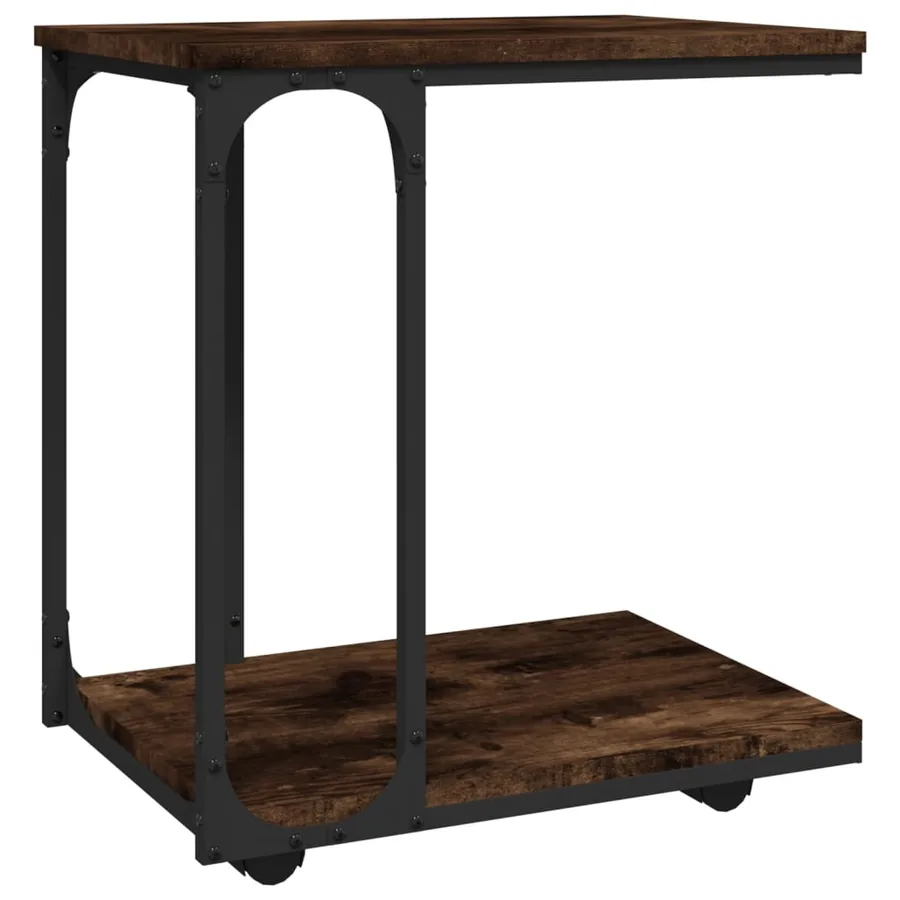 Table d'appoint à roues Chêne fumé 50x35x55,5 cm - 2