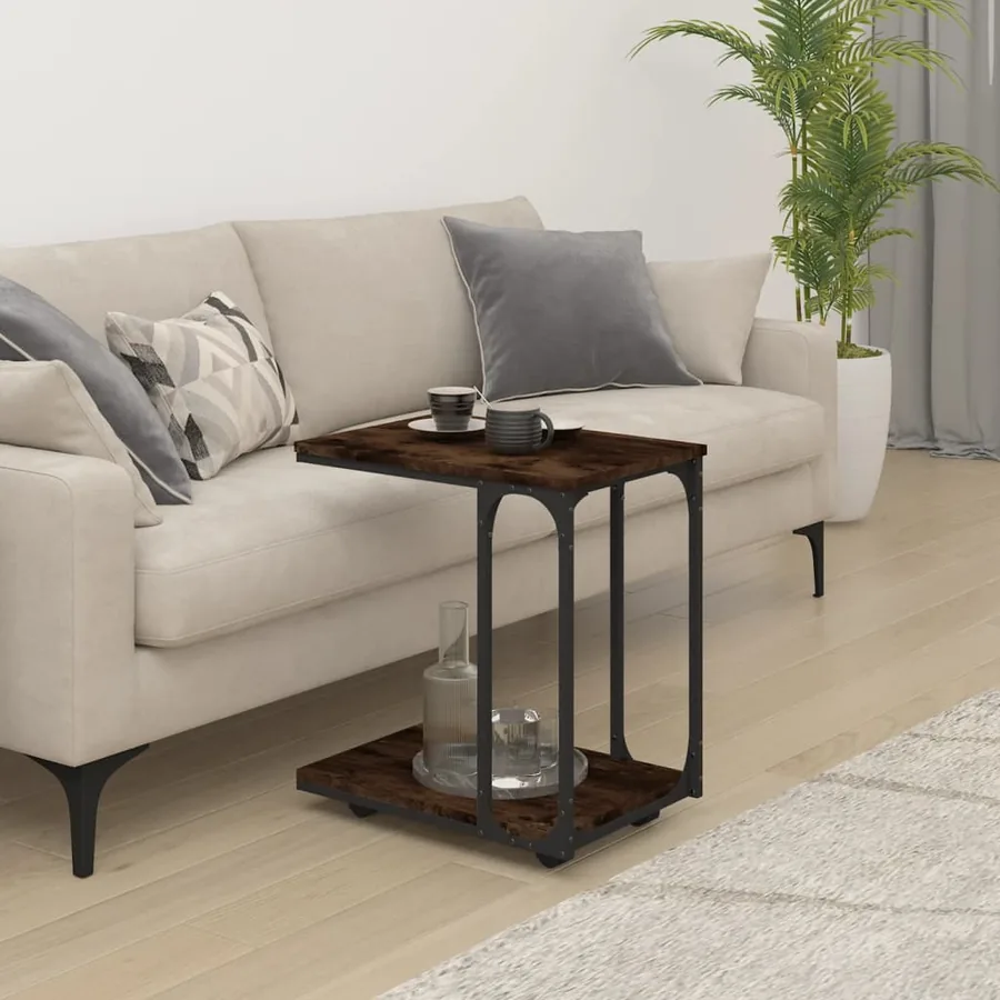 Table d'appoint à roues Chêne fumé 50x35x55,5 cm - 3