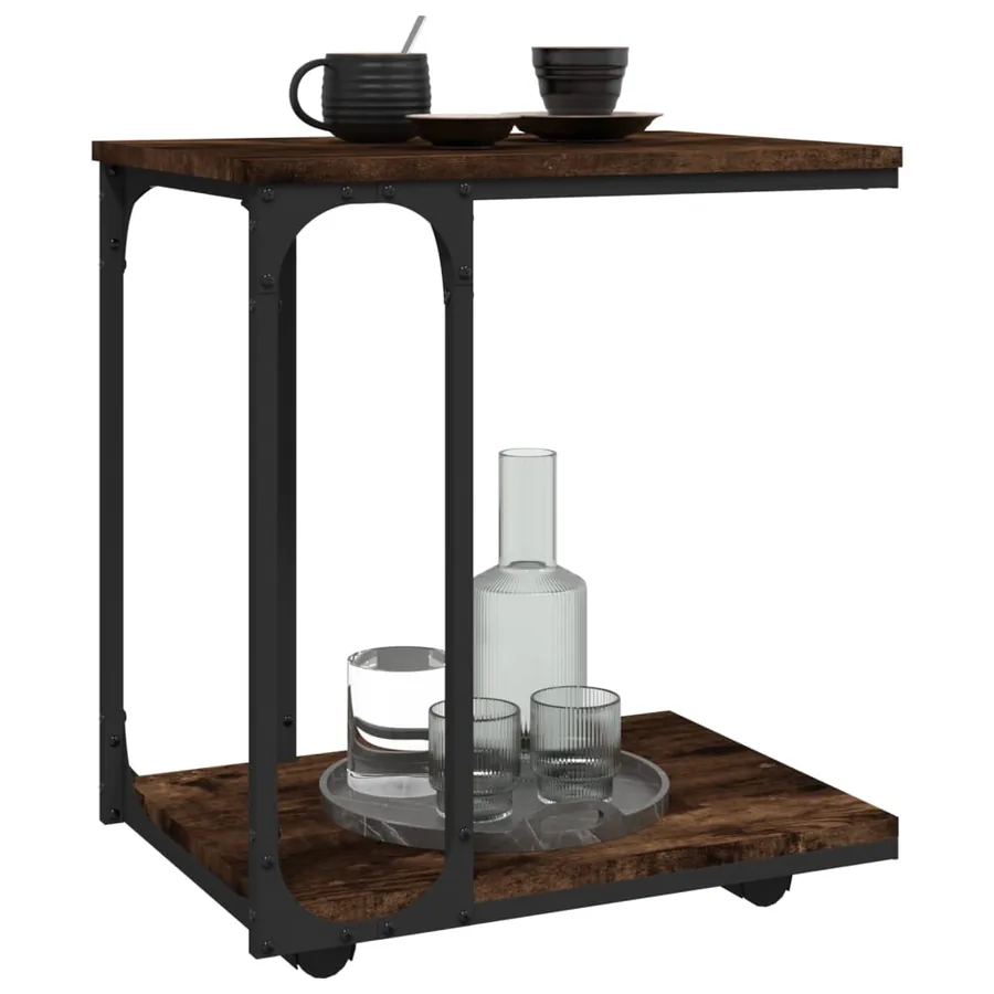 Table d'appoint à roues Chêne fumé 50x35x55,5 cm - 4