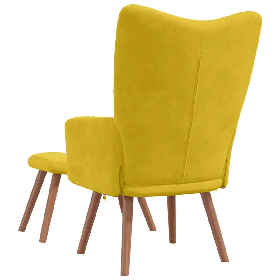 Chaise de relaxation avec repose-pied Jaune moutarde Velours - 5