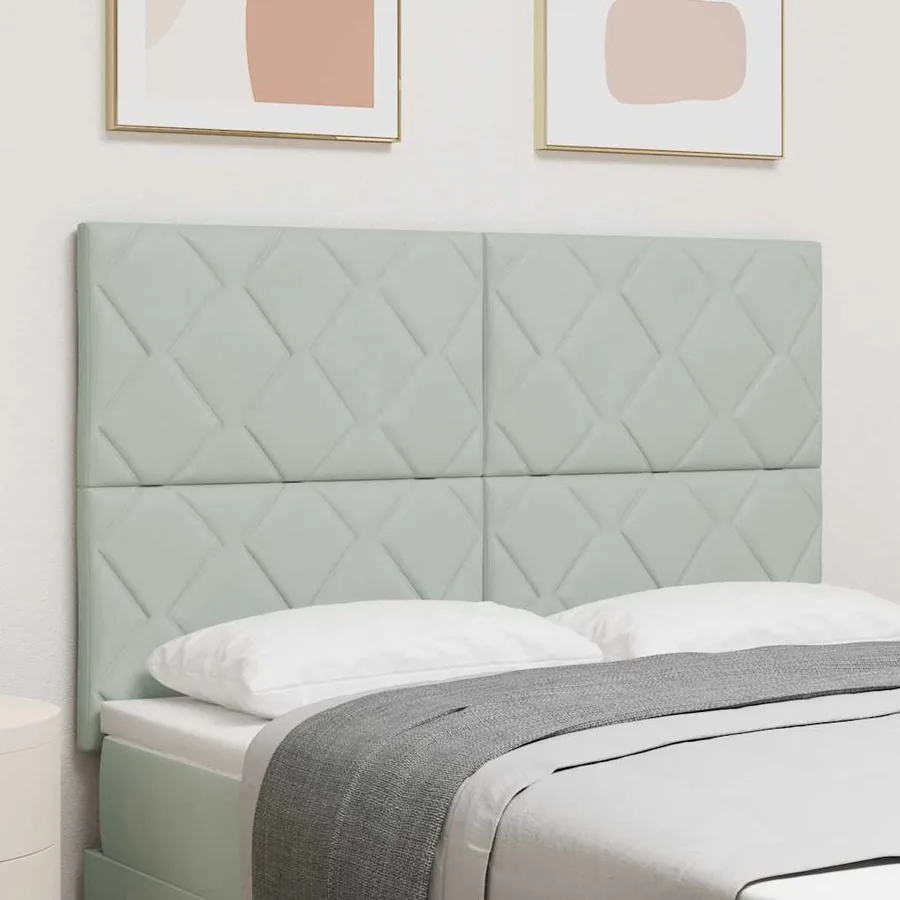 Tête de lit LED Gris clair 144 cm Velours