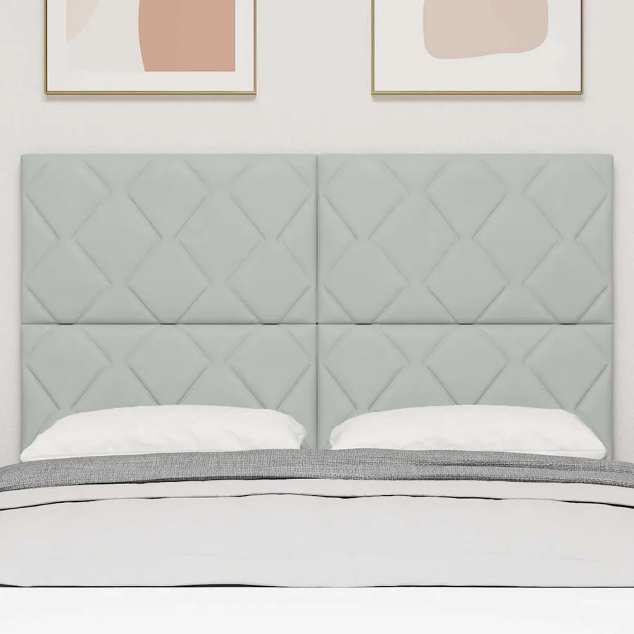 Tête de lit LED Gris clair 144 cm Velours - 3