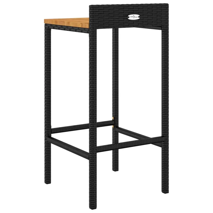 Tabourets de bar lot de 2 noir résine tressée et bois d'acacia - 6