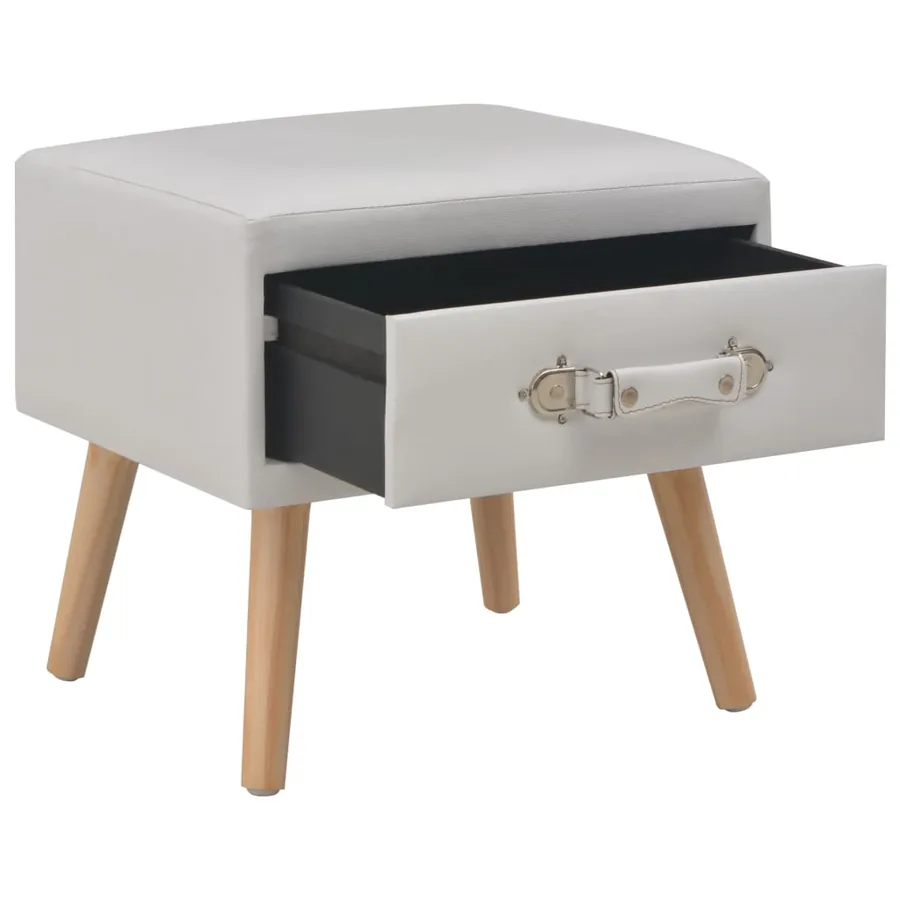 Table de chevet Blanc 40x35x40 cm Similicuir - 2